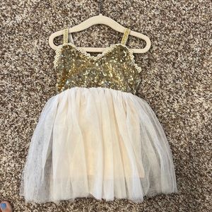 Bailey Blossom sequin gold dress tulle